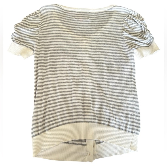 Vintage Juicy Couture Woman’s Medium White and Gray Striped Button Up Top - Picture 3 of 8
